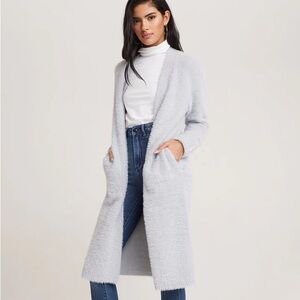 Bella Dahl Cardicoat in Silver Duster Cardigan Women’s Size Large Fuzzy Soft